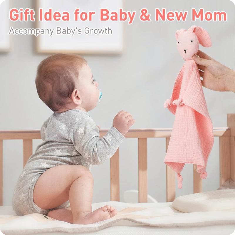 Knirose Muslin Cotton Bunny Loveys Soft & Breathable Newborn Security Blanket, Perfect for Baby Boy Girl, Gender Neutral. Muslin Fabric for Comfortable Sleep & Play, Ideal for Newborns, Toddlers - Image 2