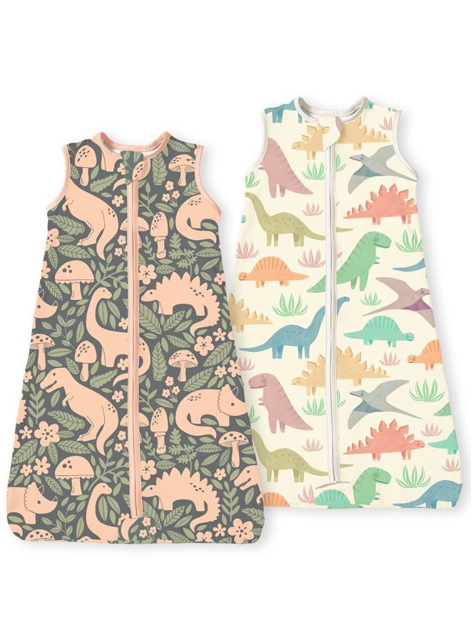 TOTBASIC Toddler Sleep Sack 0.5 TOG, Wearable Blanket Baby Sleeping Bag 2t-4t with 2-way Safe Zipper, Ultra Soft All Season Sleepsacks, Chalky Mushroom Dinosaurs, 2 Pack - Image 1