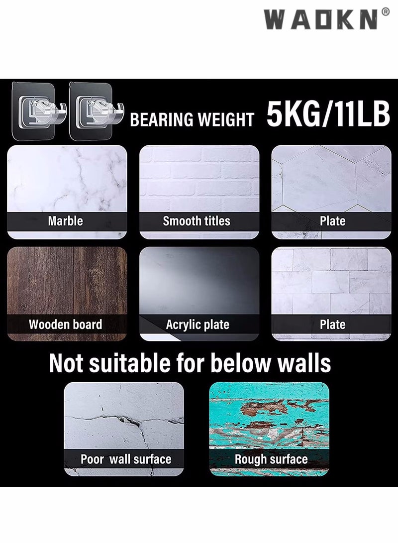 WAOKN 10 Pcs Adjustable Rod Bracket, Self-Adhesive Curtain Hook No Drill Fixing Rod Holder Bracket Drapery Hook Curtain Pole Towel ABS Wall Bracket Hook for Home Bathroom Living Room Hotel Use (Clear) - Image 5