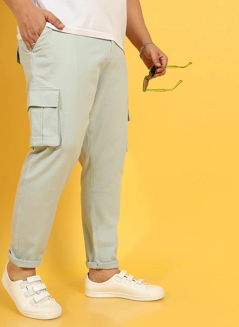 انستافاب بلس بنطلون كارجو رجالي مقاس بلس بلون أخضر مريمي من إنستافاب بلس للملابس الكاجوال بـ  جيوب وخصر مريح من القطن والبوليستر للإستخدام اليومي بإغلاق بأزرار