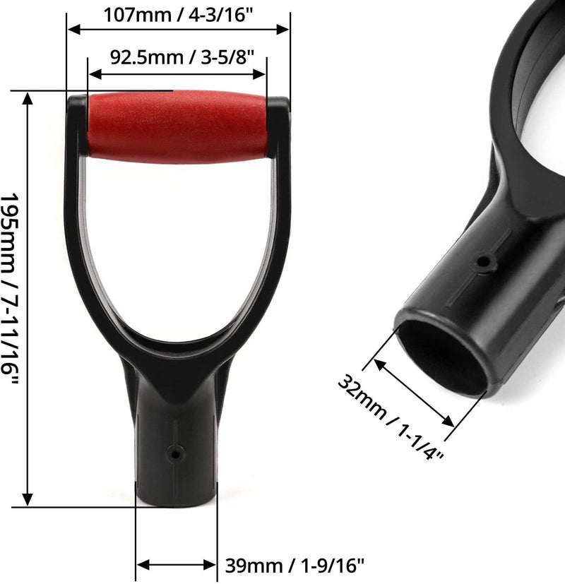 QWORK Plastic Spade Shovel with D Grip, 1-1/4" Polypropylene Shovel Handle for Digging and Raking - Image 5