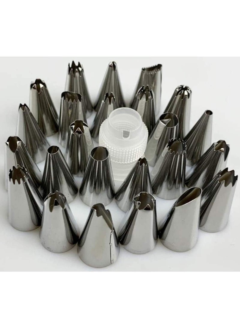 SARVANGAH SARVANGAH 24 PCs Cake Decorating Nozzle with Icing Piping Bag Frosting Icing Piping Bag Tips with Steel Nozzles Reusable Washable 24 Pcs  - Image 4
