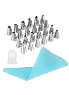 SARVANGAH SARVANGAH 24 PCs Cake Decorating Nozzle with Icing Piping Bag Frosting Icing Piping Bag Tips with Steel Nozzles Reusable Washable 24 Pcs  - Image 1
