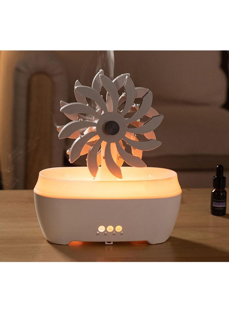 AEKAN Rain Windmill Aromatherapy Diffuser Air Humidifiers Water Drip,Windmill Essential Oils with Adjustable 7 LED Night Light,Remote Control Timing for Sleeping and Relaxing (White) 