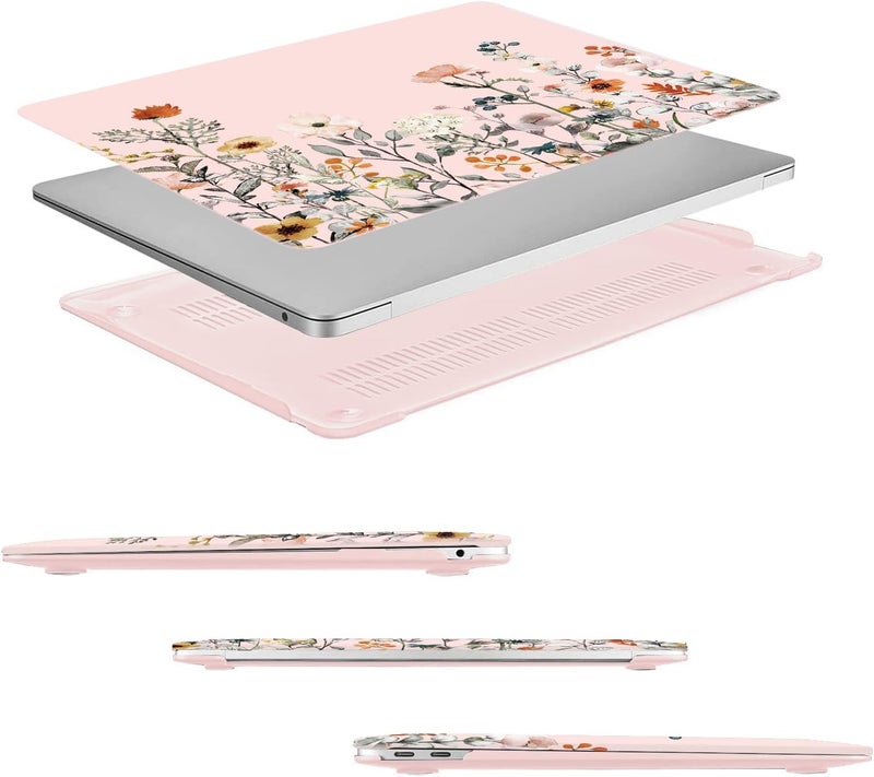 موسيسو حقيبة MOSISO المتوافقة مع MacBook Air 13 بوصة لعام 2022 2021 2020 2019 2018 إصدار A2337 M1 A2179 A1932 شاشة Retina، غلاف بلاستيكي صلب بنمط زهور الحديقة وغطاء لوحة المفاتيح وواقي الشاشة، وردي - Image 5