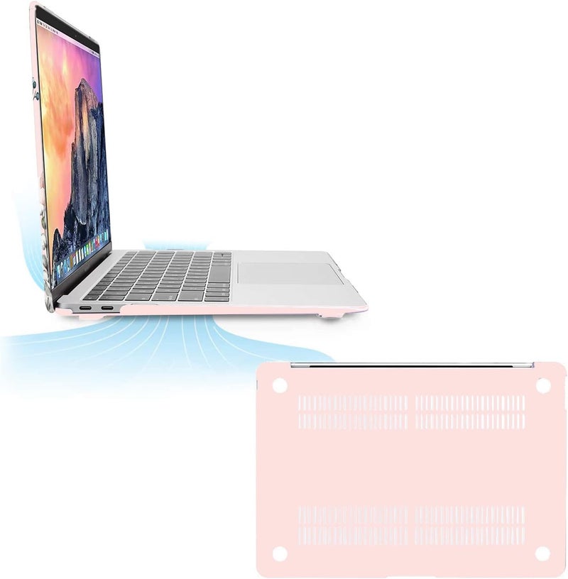 موسيسو حقيبة MOSISO المتوافقة مع MacBook Air 13 بوصة لعام 2022 2021 2020 2019 2018 إصدار A2337 M1 A2179 A1932 شاشة Retina، غلاف بلاستيكي صلب بنمط زهور الحديقة وغطاء لوحة المفاتيح وواقي الشاشة، وردي - Image 4
