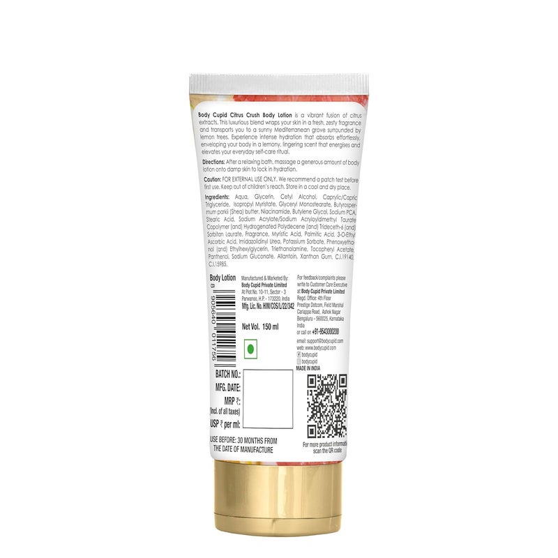 Body Cupid Citrus Crush Body Lotion Hydrating Refreshing Body Moisturizer with Zesty Citrus Extracts FastAbsorbing NonGreasy Formula 150ml - Image 2