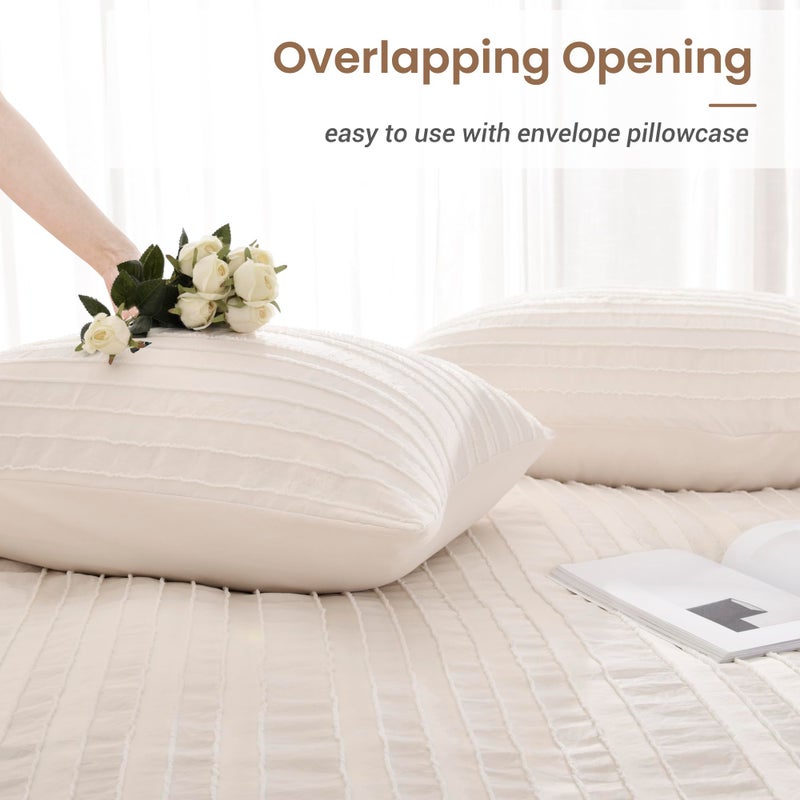NEXHOME PRO Duvet Cover Queen,Beige 3 Pieces Boho Tufted Duvet Cover Set, Soft and Lightweight 100% Washed Microfiber Comforter Cover Set for All Season(Beige Queen, 90 x 90)-No Comforter - Image 5