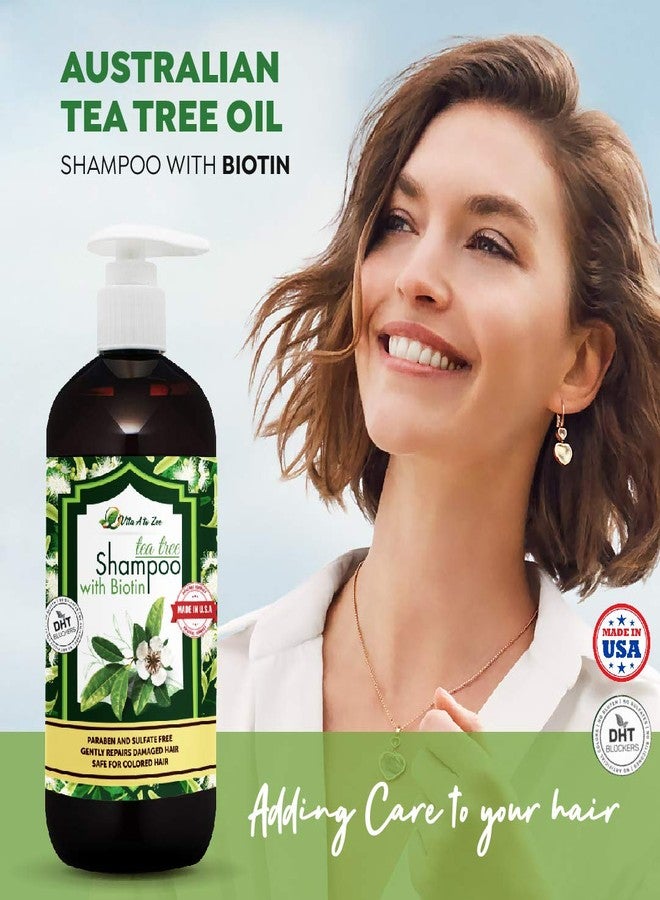 Vita A to Zee Tea Tree Oil Shampoo with Biotin (16.9 Fl Oz) | Professional Formula for Dandruff, Itchy and Dry Scalp | Moisturizing, Damaged Hair & Anti Hair Loss with DHT Blockers for Men and Women - Image 2