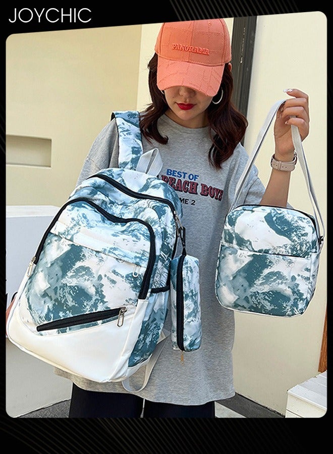Joychic مجموعة حقيبة سفر مدرسية مكونة من 3 قطع بتصميم عصري جديد من النايلون المقاوم للماء وسحاب مع حقيبة أقلام للطلاب في المرحلة المتوسطة والثانوية - Image 2