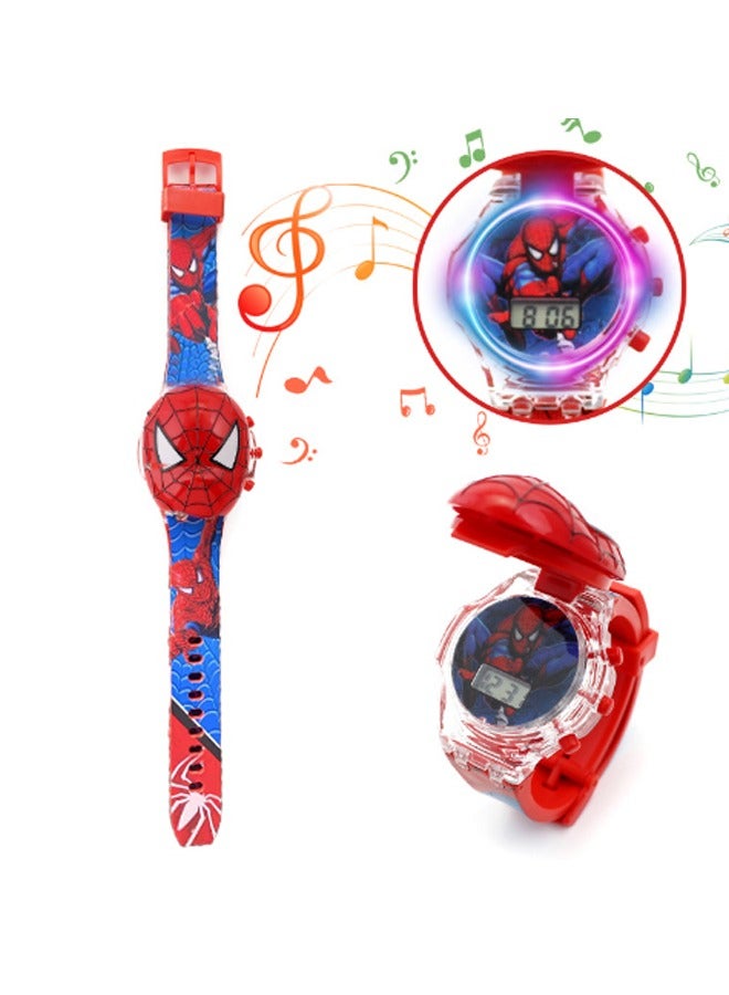 مس تيارا ساعة موسيقى مضيئة للأطفال كارتون ساعة ارفيل سبايدرمان بوي جيرل مع شاشة ال سي دي وضوء وامض لعبة الكترونية - Image 1