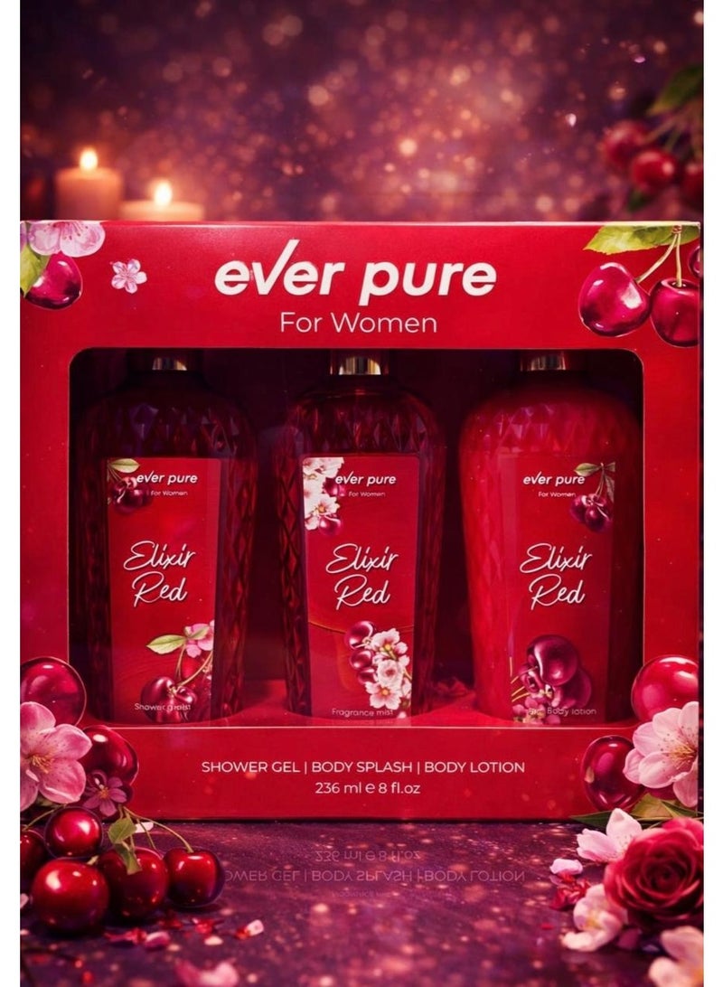 Elixir Red Shower Gel + Fragrance Mist + Body Lotion 236ML