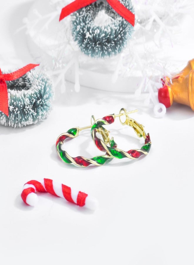 CERSLIMO Christmas Earrings for Women, Lightweight Xmas Holiday Colorful Candy Gold Big Hoop Earrings Christmas Party Gifts, 30mm - Image 4