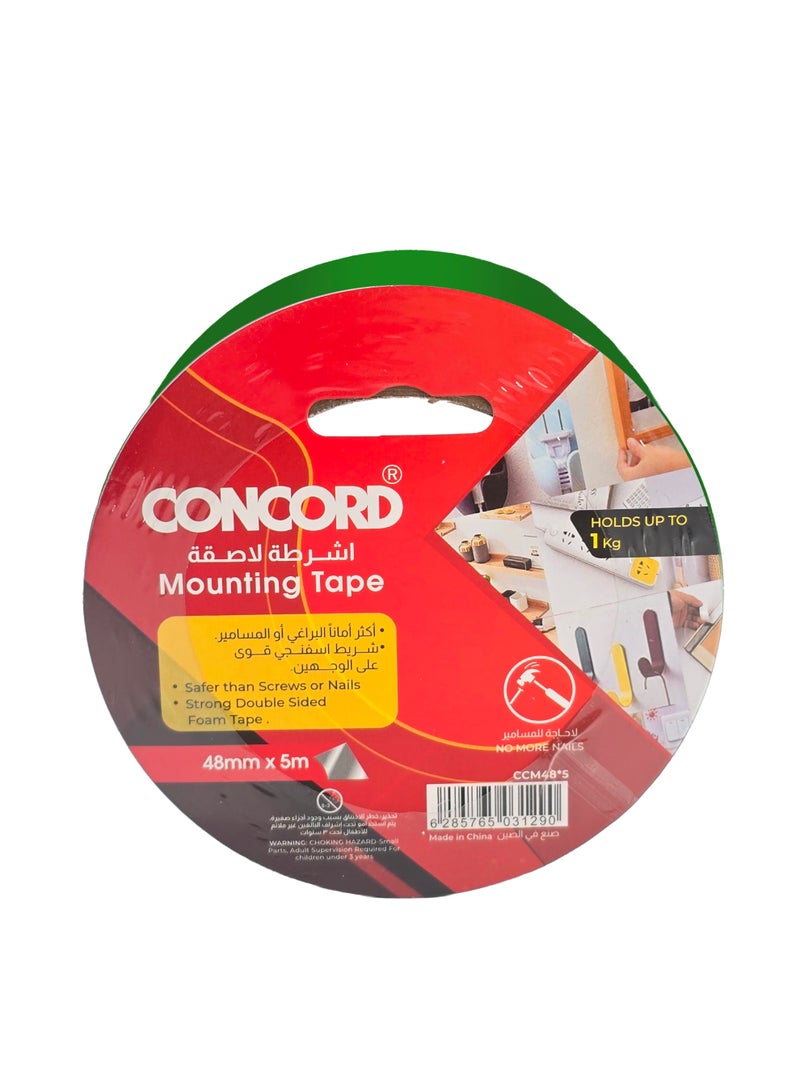 CONCORD Double-Sided Mounting Tape 48 mm × 5 m, Heavy-Duty Adhesive, Weatherproof, Strong Hold - Image 1