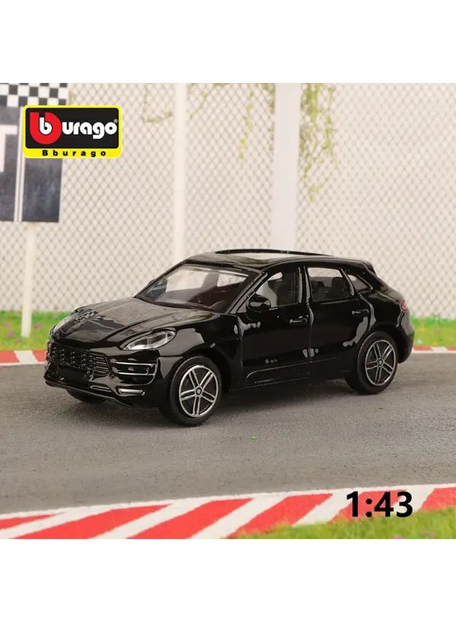 Black Burago 1 43 Scale Porsche Macan Diecast Model Opening Hood Alloy Car - Image 2