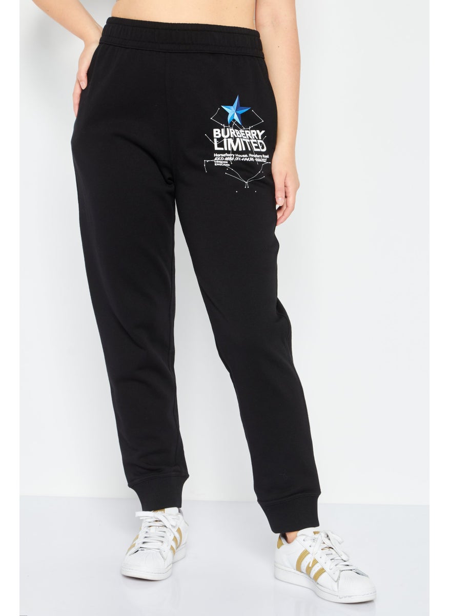 BURBERRY Women Brand Logo Pull-On Jogger Pants, Black  - Image 1