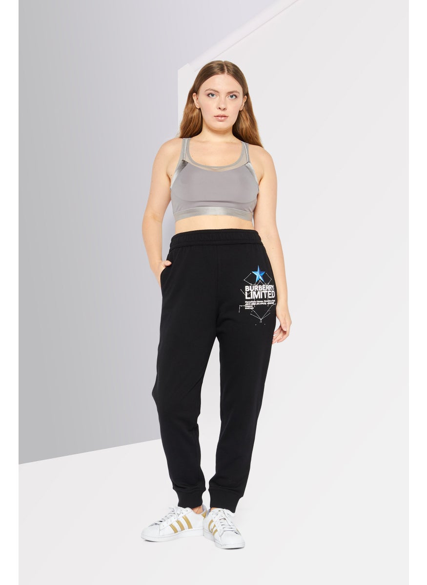 BURBERRY Women Brand Logo Pull-On Jogger Pants, Black  - Image 2