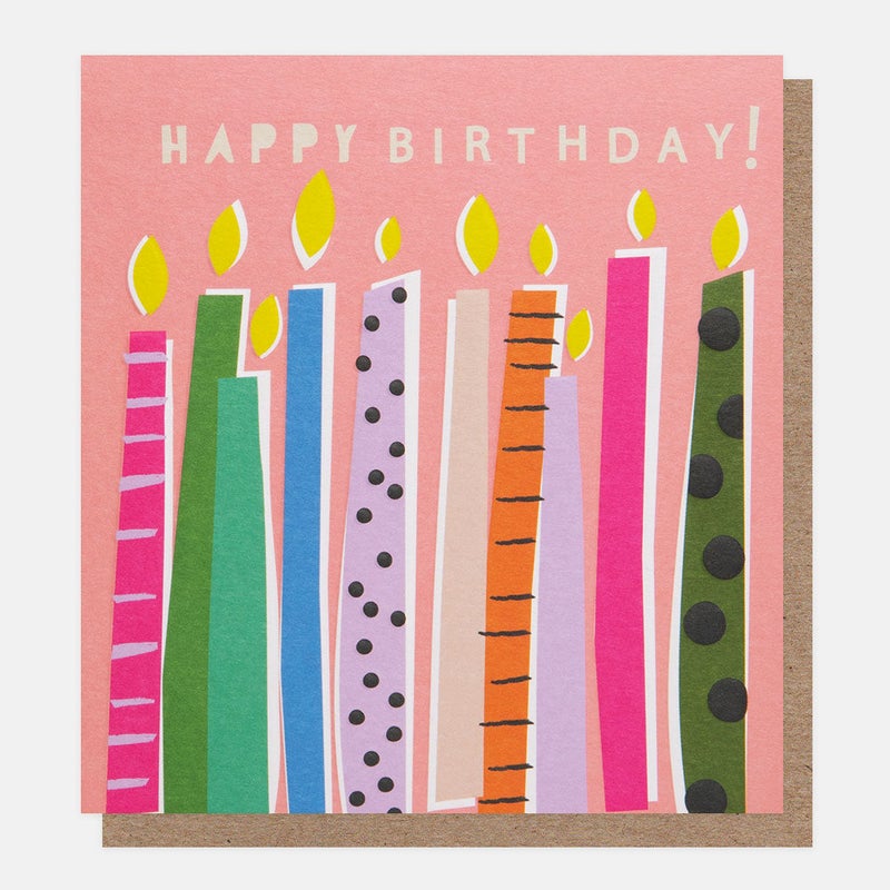 Caroline Gardner Offset Colorful Candles Happy Birthday Greeting Card