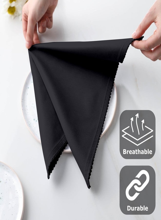TOSHE Cloth Napkins Set of 12 Washable Cloth Napkins 17x17 inch 100% Cotton Dinner Napkins Black Table Napkins for Hotel, Restaurant, Lunch, Wedding and Parties (12, Black) - Image 3