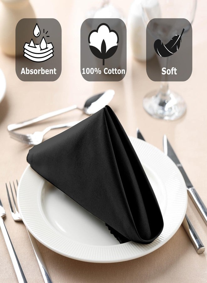 TOSHE Cloth Napkins Set of 12 Washable Cloth Napkins 17x17 inch 100% Cotton Dinner Napkins Black Table Napkins for Hotel, Restaurant, Lunch, Wedding and Parties (12, Black) - Image 2