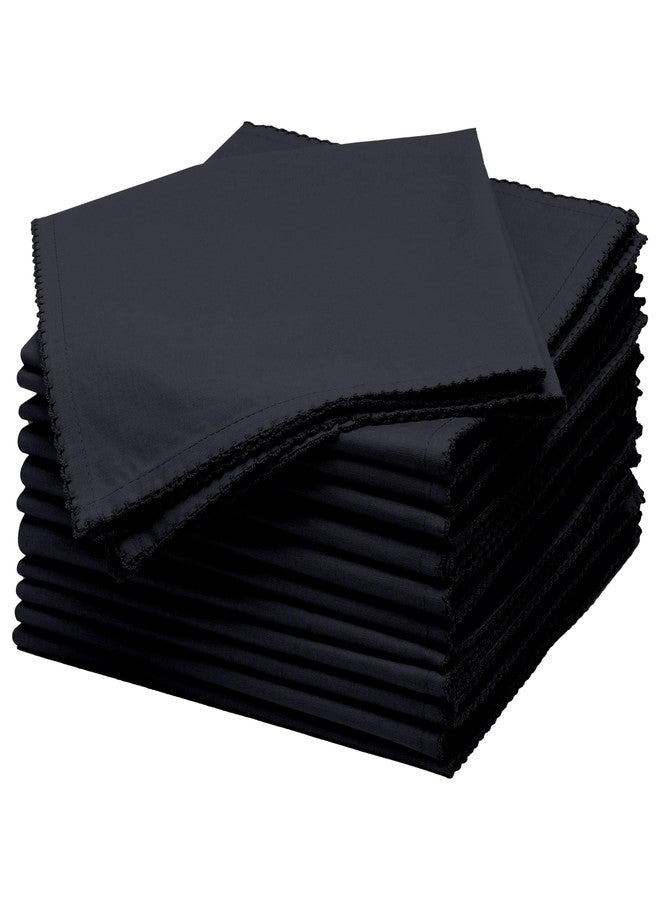 TOSHE Cloth Napkins Set of 12 Washable Cloth Napkins 17x17 inch 100% Cotton Dinner Napkins Black Table Napkins for Hotel, Restaurant, Lunch, Wedding and Parties (12, Black) - Image 1