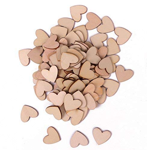 Shapenty Unfinished Blank Wooden Heart Shaped Slices Discs DIY Craft Pieces for Wedding Ornaments Christmas Party Embellishment, Pack of 100 - Image 5