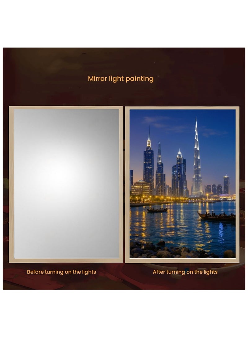 Anna 8-Inch LED Lighted Decorative Mirror Art - Night Light for Bedroom, Living Room, and Study - Creative Home Decor - Image 2