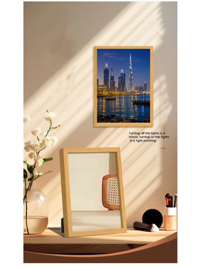 Anna 8-Inch LED Lighted Decorative Mirror Art - Night Light for Bedroom, Living Room, and Study - Creative Home Decor - Image 5