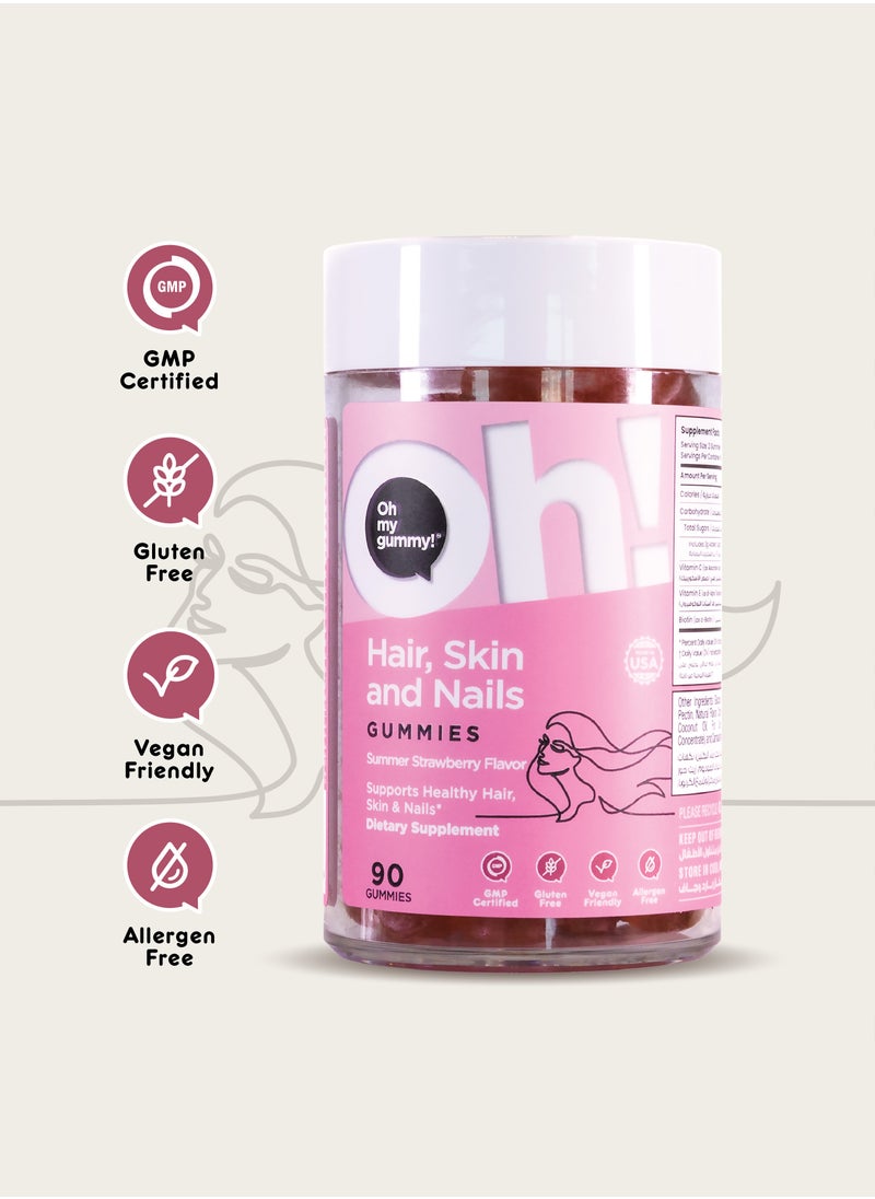 Oh My Oh - Hair, Skin and Nails Gummies - Supplements to Support Healthy Hair, Skin and Nails - 90 Gummies - Image 1