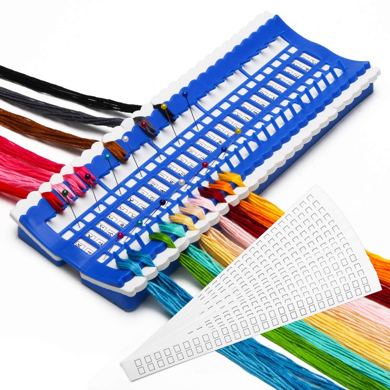 Luxiv 50 Positions Floss Organizer Embroidery Shelf Luxiv Thread Organizers for Cross Stitch Embroidery Thread Holder with 15 Pcs Replaceable Paper Card Sewing Needle Embroidery Floss Organizer 