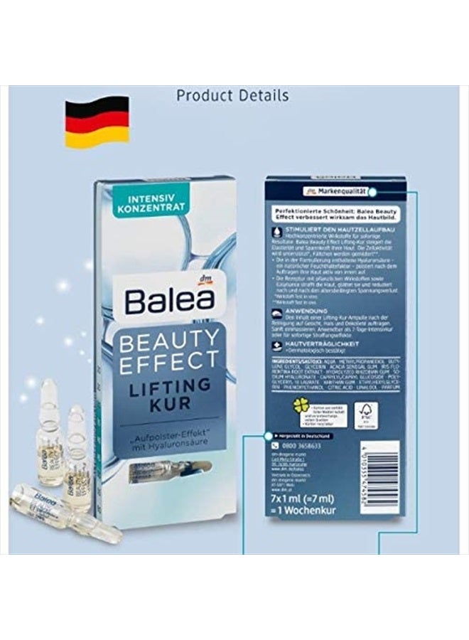balea أمبولات علاج رفع تأثير الجمال مع حمض الهيالورونيك 7 × 1 مل مصنوعة في ألمانيا - Image 5
