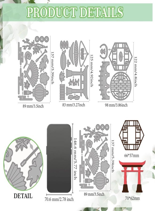 MAYJOYDIY Oriental Buildings Die Cuts for Card Making Bamboo Window Bridge Metal Cutting Dies Lotus Lantern Embossing Cutting Stencil for Scrapbooking Craft Paper Birthday Card Gift Decoration - Image 2