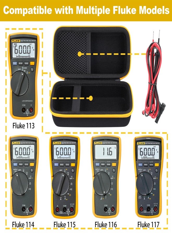 Aenllosi for Fluke 117/116/115/114/113 Digital Multimeter Hard Case, Fluke Volt Meter Organizer (Case Only) - Image 2
