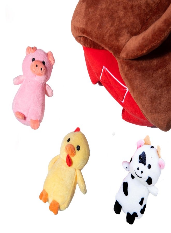 Glow Pups ألعاب Glow Pups التفاعلية للاختباء والبحث للكلاب الكبيرة والمتوسطة والصغيرة، لعبة مغامرات المزرعة القطيفة مع صوت خشخشة وحيوانات تصدر صريراً، حظيرة حمراء وبنية مع 3 حيوانات مزرعة - Image 3