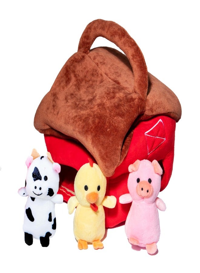 Glow Pups ألعاب Glow Pups التفاعلية للاختباء والبحث للكلاب الكبيرة والمتوسطة والصغيرة، لعبة مغامرات المزرعة القطيفة مع صوت خشخشة وحيوانات تصدر صريراً، حظيرة حمراء وبنية مع 3 حيوانات مزرعة - Image 1