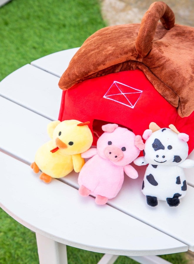 Glow Pups ألعاب Glow Pups التفاعلية للاختباء والبحث للكلاب الكبيرة والمتوسطة والصغيرة، لعبة مغامرات المزرعة القطيفة مع صوت خشخشة وحيوانات تصدر صريراً، حظيرة حمراء وبنية مع 3 حيوانات مزرعة - Image 4
