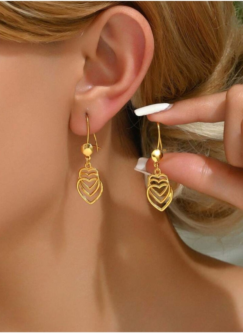 Dangle Charms Elegant 21k Gold Plated Drop Earrings For Women  - Image 1