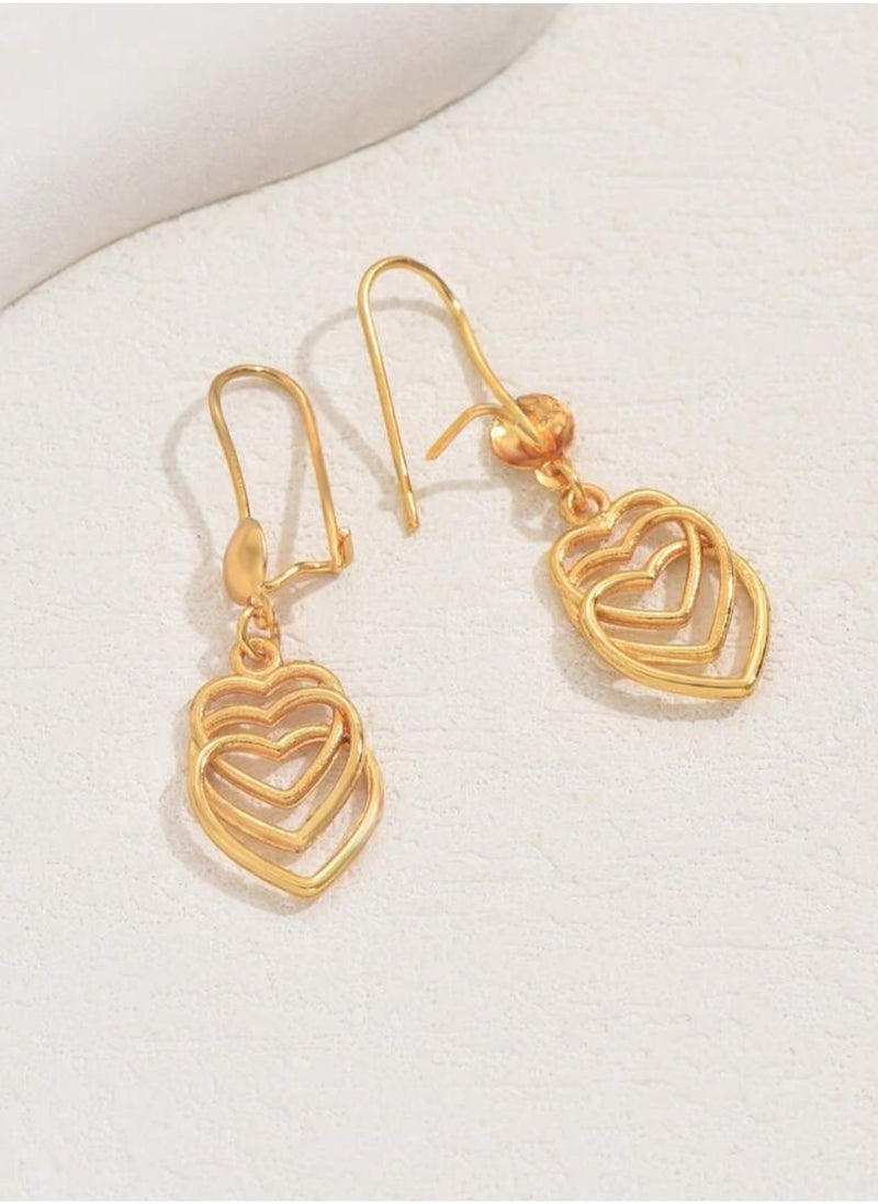 Dangle Charms Elegant 21k Gold Plated Drop Earrings For Women  - Image 4
