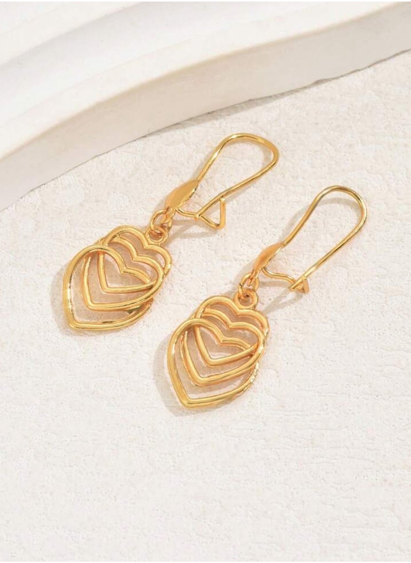Dangle Charms Elegant 21k Gold Plated Drop Earrings For Women  - Image 3