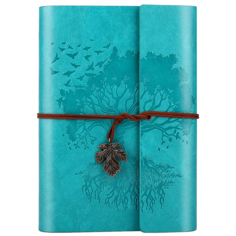 OMEYA Leather Journals Notebooks With Blank Pages  Vintage Refillable Journal For Writing  Personal Travel Diary Art Sketchbook To Write In  Gifts For Women  Men  Teen Girls And Boys  160 Pages A5 (Blue) - Image 1