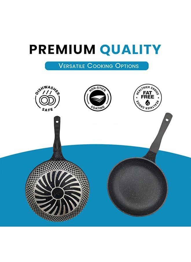 RK ROYAL KITCHEN Cresta Frying Pan 28 cm – Non Stick Diecast Marble Coated, Durable and Stylish Design, Ergonomic Stay-Cool Handle, Perfect for Everyday Cooking and Even Heat Distribution  - Image 5