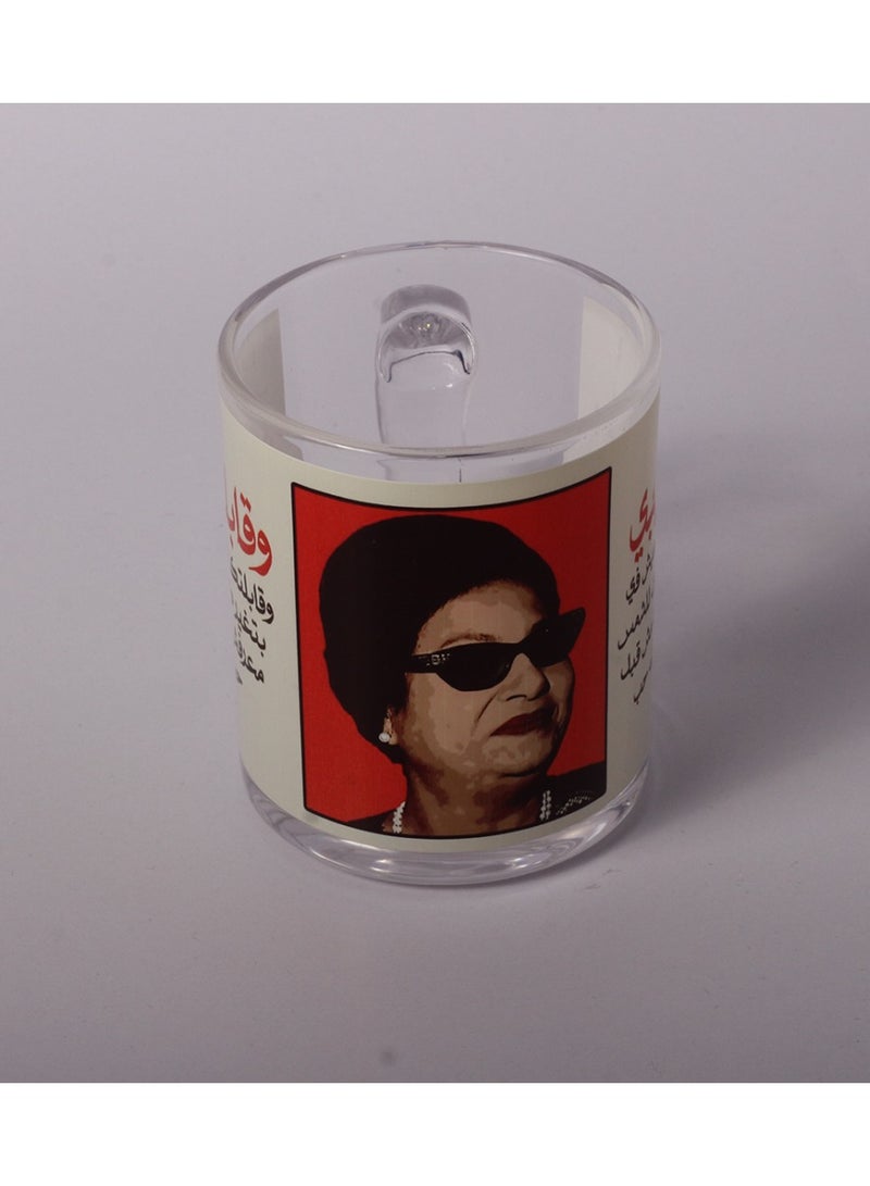 Story Of Candle A transparent glass cup printed with the design of “Umm Kulthum” and one of her sweetest songs  - Image 2