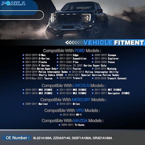 POHILA DE8T1A180AA TPMS Sensor, Tire Pressure Monitor System Sensor Replacement for Ford F150 F250 F350 F450 Expedition Focus Fusion Mustang, Lincoln MKZ MKS Replaces# DE8T-1A180-AA 9L3Z1A189A 4PCS - Image 3
