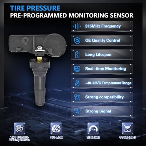 POHILA DE8T1A180AA TPMS Sensor, Tire Pressure Monitor System Sensor Replacement for Ford F150 F250 F350 F450 Expedition Focus Fusion Mustang, Lincoln MKZ MKS Replaces# DE8T-1A180-AA 9L3Z1A189A 4PCS - Image 2