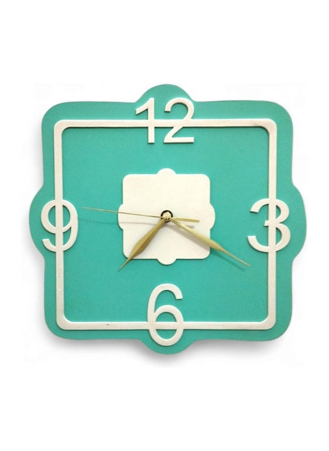 3 Shelf Secret Cabinet Wall Clock, Wooden Square Wall Clock with Gold Color Clock Hands, Hanging Clock with Top Shelf for Home Office Decorations (Green)