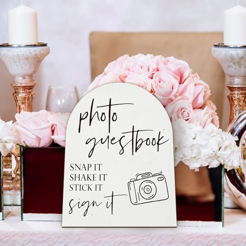 ANIANG Wedding Guest Book Desk Decor, Photo Guest Book Wood Arch Sign, Wedding GuestBook Sign, Photo GuestBook Wooden Signs with Stand for WeddingReception Table Decor, 8x10 Inch - Image 5