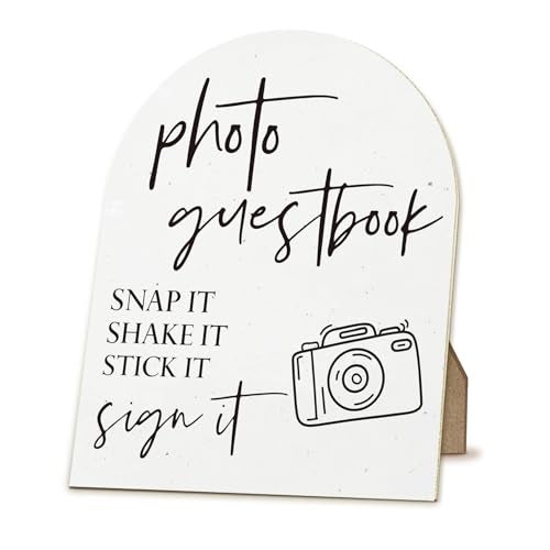 ANIANG Wedding Guest Book Desk Decor, Photo Guest Book Wood Arch Sign, Wedding GuestBook Sign, Photo GuestBook Wooden Signs with Stand for WeddingReception Table Decor, 8x10 Inch - Image 1