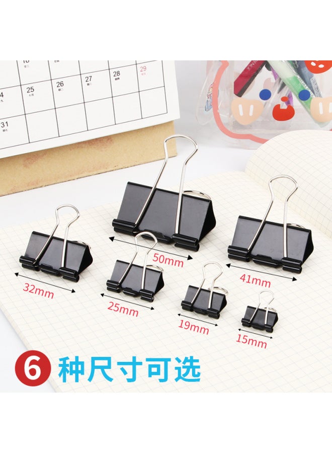 HELPS Boxed Black Student Paper Long Tail Clip Metal Multi-functional Stationery Dovetail Clip Office Information Folder Ticket Holder - Image 2