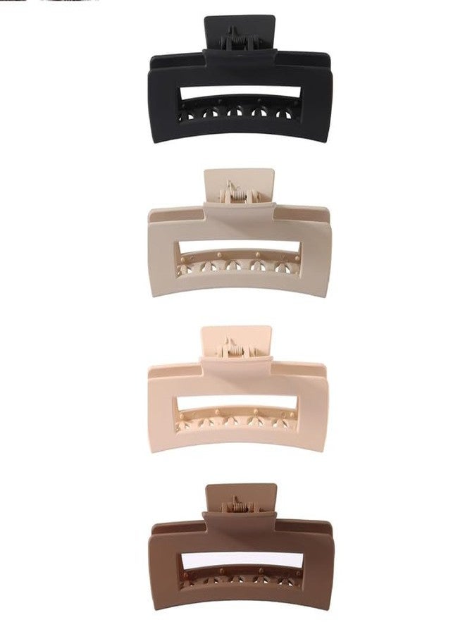Minta 4Pcs Medium Claw Hair Clips for Women Girls, Matte Rectangle Small Hair Claw Clips for Thin/Medium Thick Hair, Hair Jaw Clips Nonslip Clips - Image 2