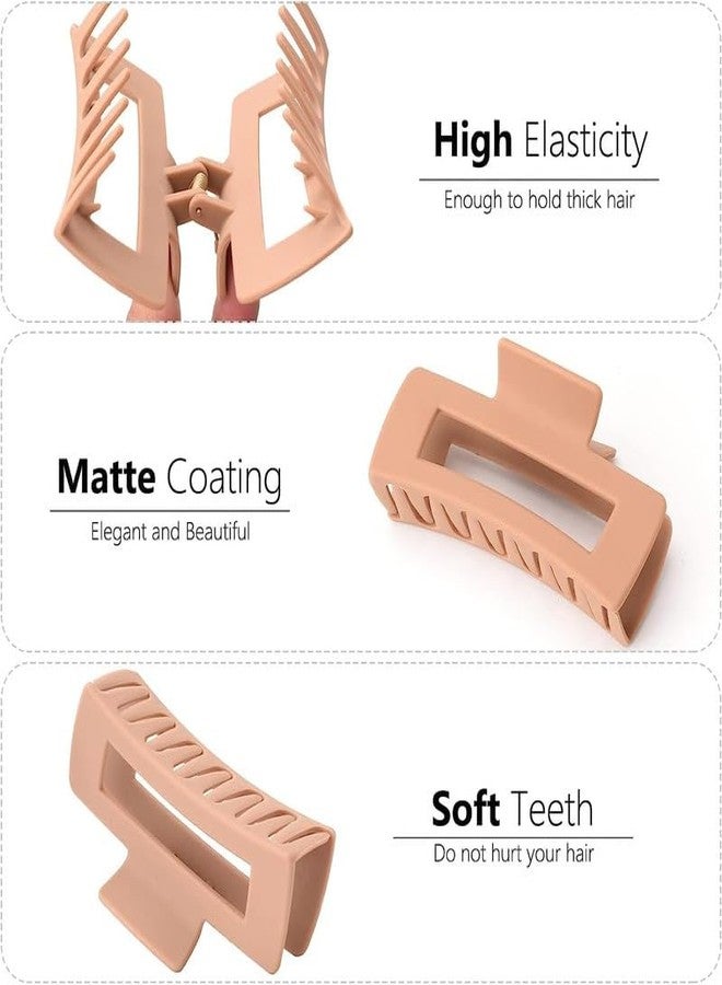 Minta 4Pcs Medium Claw Hair Clips for Women Girls, Matte Rectangle Small Hair Claw Clips for Thin/Medium Thick Hair, Hair Jaw Clips Nonslip Clips - Image 3